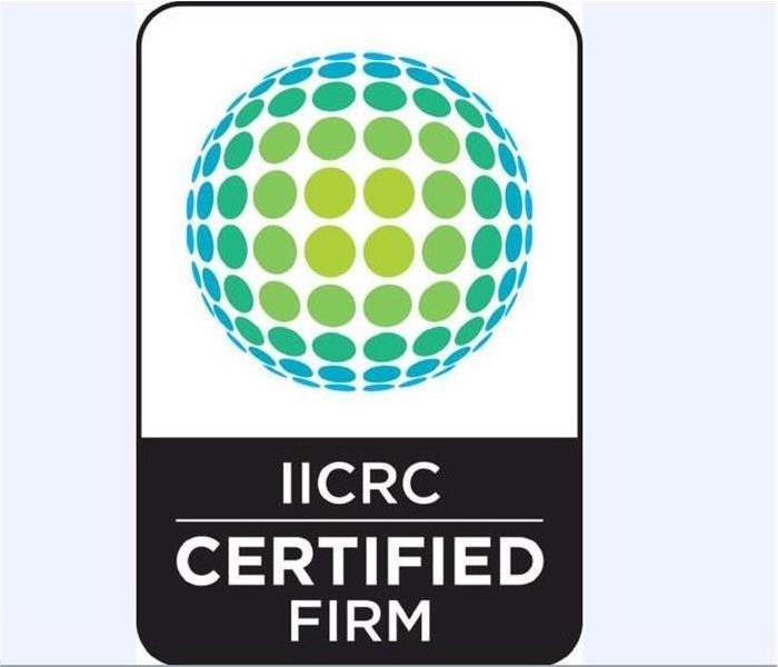 Blue and green globe with IICRC - Certified Firm in white letters.